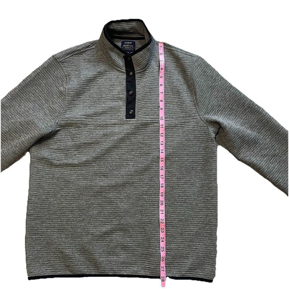 J.Crew Men’s Authentic Fleece Pullover Medium Gray Snap Mock Neck Long Sleeve - Picture 9 of 11